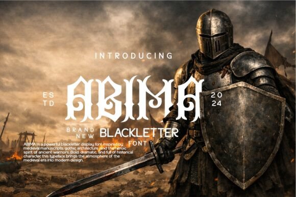 Abima: A Bold Blackletter Font for Editorial Design and Publication Branding
